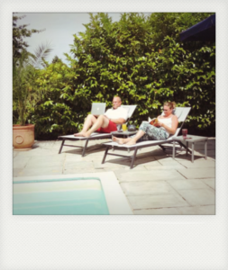Nick & Kate At Home 'working' Poolside
