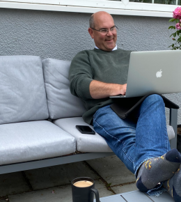 Nick James, Writing This New Article For The Website Sat Outside Enjoying Some Fresh Air