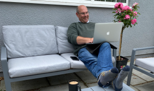 Nick James, Writing This New Article For The Website Sat Outside Enjoying Some Fresh Air