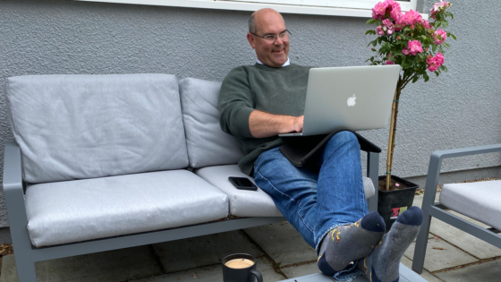 Nick James, Writing This New Article For The Website Sat Outside Enjoying Some Fresh Air