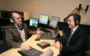 Nick James Recording A Podcast Interview In His Home Studio
